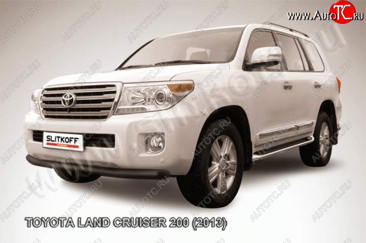 10 999 р. защита переднего бампера Slitkoff Toyota Land Cruiser 200 1-ый рестайлинг (2012-2015) (Цвет: серебристый)  с доставкой в г. Нижний Новгород