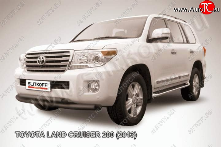 16 549 р. Защита переднего бампер Slitkoff Toyota Land Cruiser 200 1-ый рестайлинг (2012-2015) (Цвет: серебристый)  с доставкой в г. Нижний Новгород