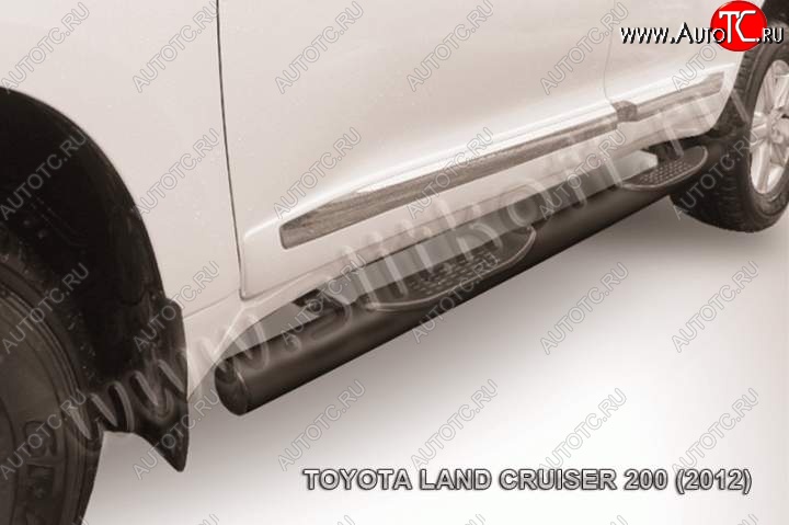 17 949 р. Защита порогов Slitkoff  Toyota Land Cruiser  200 (2012-2015) 1-ый рестайлинг (Цвет: серебристый)  с доставкой в г. Нижний Новгород