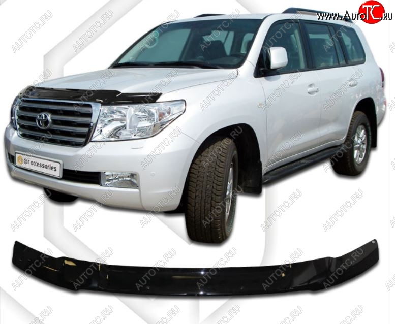 2 799 р. Дефлектор капота CA-Plastiс  Toyota Land Cruiser  200 (2012-2015) 1-ый рестайлинг (Classic черный, Без надписи)  с доставкой в г. Нижний Новгород