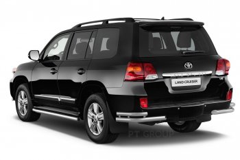 20 949 р. Защита порогов из трубы Ø51 Petroil Tuning Toyota Land Cruiser 200 2-ой рестайлинг (2015-2021) (Нержавеющая полированная сталь)  с доставкой в г. Нижний Новгород. Увеличить фотографию 2