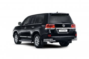 30 999 р. Защита порогов из трубы Ø63 Petroil Tuning Toyota Land Cruiser 200 2-ой рестайлинг (2015-2021) (Нержавеющая полированная сталь)  с доставкой в г. Нижний Новгород. Увеличить фотографию 2