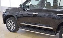 10 849 р. Защита порогов из круглой трубы диаметром 42 мм SLITKOFF Toyota Land Cruiser 200 2-ой рестайлинг (2015-2021)  с доставкой в г. Нижний Новгород. Увеличить фотографию 4