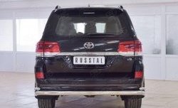 Защита заднего бампера (2 трубы Ø76 и 42 мм, нержавейка) Russtal Toyota (Тойота) Land Cruiser (Лэнд)  200 (2015-2021) 200 2-ой рестайлинг