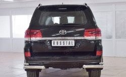 15 749 р. Защита заднего бампера (2 трубы Ø76х42 мм, нержавейка) SLITKOFF  Toyota Land Cruiser  200 (2015-2021) 2-ой рестайлинг  с доставкой в г. Нижний Новгород. Увеличить фотографию 1