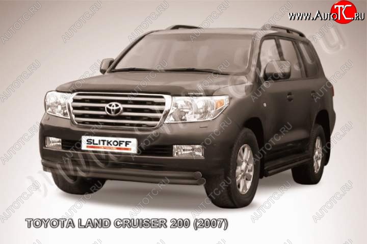 12 999 р. Защита переднего бампер Slitkoff  Toyota Land Cruiser  200 (2007-2012) дорестайлинг (Цвет: серебристый)  с доставкой в г. Нижний Новгород