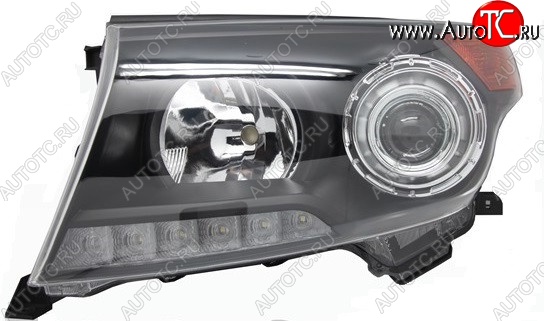 12 499 р. Левая фара SAT (чёрная Brownstone) Toyota Land Cruiser 200 дорестайлинг (2007-2012)  с доставкой в г. Нижний Новгород