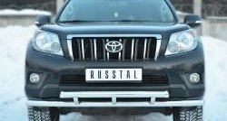 Защита переднего бампера (2 трубыØ63 мм, нержавейка) SLITKOFF Toyota (Тойота) Land Cruiser Prado (Лэнд)  J150 (2009-2013) J150 дорестайлинг