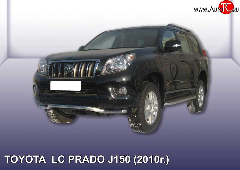 12 499 р. Фигурная защита переднего бампера диаметром 57 мм Slitkoff  Toyota Land Cruiser Prado  J150 (2009-2013) дорестайлинг (Цвет: нержавеющая полированная сталь)  с доставкой в г. Нижний Новгород