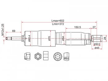 Амортизатор задний LH=RH SAT Toyota (Тойота) Land Cruiser (Лэнд)  80 (1989-1997) 80