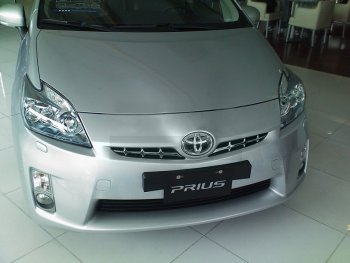 1 439 р. Декоративные элементы решетки радиатора SAT Toyota Prius XW30 дорестайлинг (2009-2011) (Хром)  с доставкой в г. Нижний Новгород. Увеличить фотографию 2