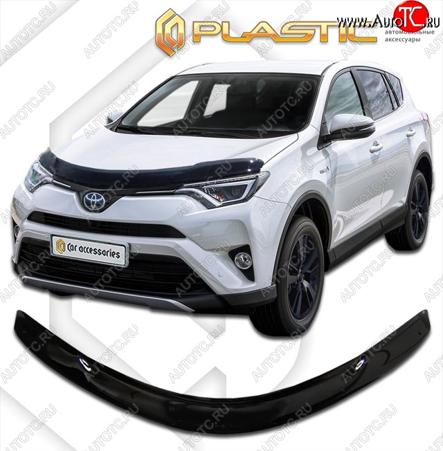 2 099 р. Дефлектор капота CA-Plastic  Toyota RAV4  XA40 (2015-2019) 5 дв. рестайлинг (Classic черный, Без надписи)  с доставкой в г. Нижний Новгород