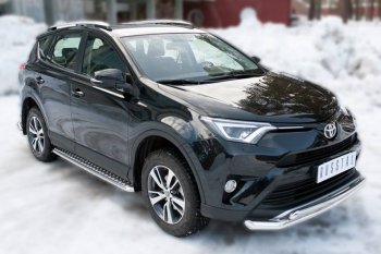 Широкая защита порогов с трубой диаметром 42 мм SLITKOFF v3 Toyota RAV4 XA40 5 дв. рестайлинг (2015-2019)