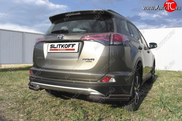 5 899 р. Уголки d57+d42 двойные Toyota RAV4 XA40 5 дв. рестайлинг (2015-2019) (Цвет: серебристый)  с доставкой в г. Нижний Новгород