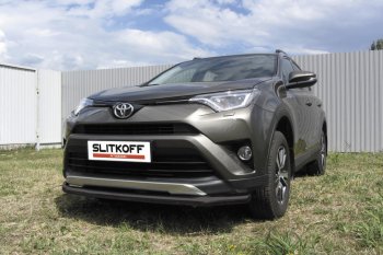 13 749 р. Защита переднего бампера Slitkoff (Ø57 мм) Toyota RAV4 XA40 5 дв. рестайлинг (2015-2019) (Нержавейка полированная)  с доставкой в г. Нижний Новгород. Увеличить фотографию 2