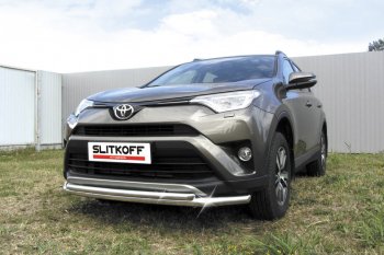 Защита переднего бампера Slitkoff (Ø57 и 42 мм) Toyota (Тойота) RAV4 (рав)  XA40 (2015-2019) XA40 5 дв. рестайлинг