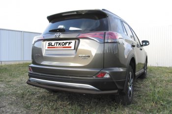 11 749 р. Защита заднего бампера Slitkoff (Ø57 мм, длинная)  Toyota RAV4  XA40 (2015-2019) 5 дв. рестайлинг (Нержавейка полированная)  с доставкой в г. Нижний Новгород. Увеличить фотографию 2