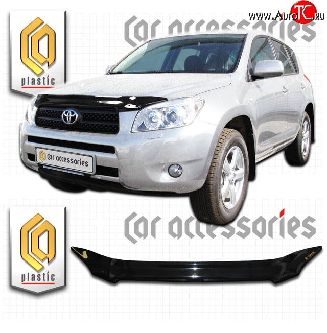 1 999 р. Дефлектор капота CA-Plastic  Toyota RAV4  XA305 (2005-2009) 5 дв. дорестайлинг (Classic черный, Без надписи)  с доставкой в г. Нижний Новгород