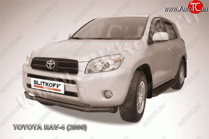 5 449 р. Защита переднего бампер Slitkoff  Toyota RAV4  XA305 (2005-2009) 5 дв. дорестайлинг (Цвет: серебристый)  с доставкой в г. Нижний Новгород