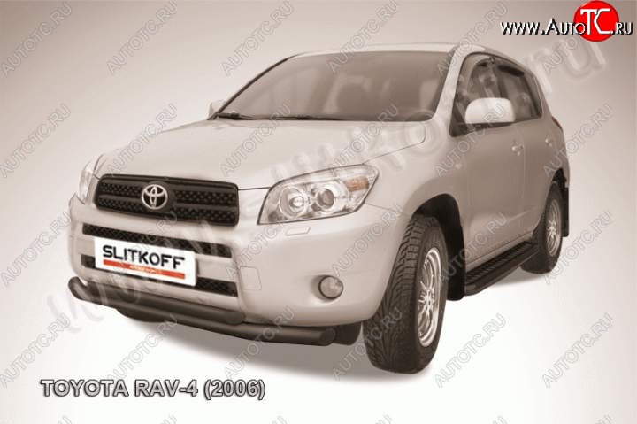 8 949 р. Защита переднего бампер Slitkoff  Toyota RAV4  XA305 (2005-2009) 5 дв. дорестайлинг (Цвет: серебристый)  с доставкой в г. Нижний Новгород