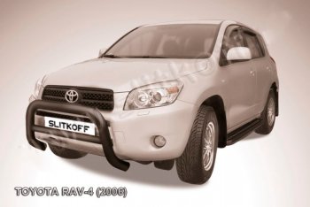 38 699 р. Защита переднего бампера Slitkoff (Ø76 мм, низкая) Toyota RAV4 XA305 5 дв. дорестайлинг (2005-2009) (Нержавейка полированная)  с доставкой в г. Нижний Новгород. Увеличить фотографию 2