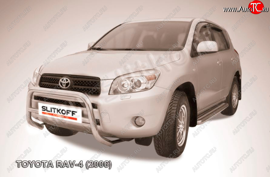 27 999 р. Защита переднего бампера Slitkoff (Ø57 мм, низкая) Toyota RAV4 XA305 5 дв. дорестайлинг (2005-2009) (Нержавейка полированная)  с доставкой в г. Нижний Новгород