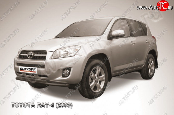 10 299 р. Защита переднего бампер Slitkoff Toyota RAV4 XA30 5 дв. 1-ый рестайлинг (2008-2010) (Цвет: серебристый)  с доставкой в г. Нижний Новгород