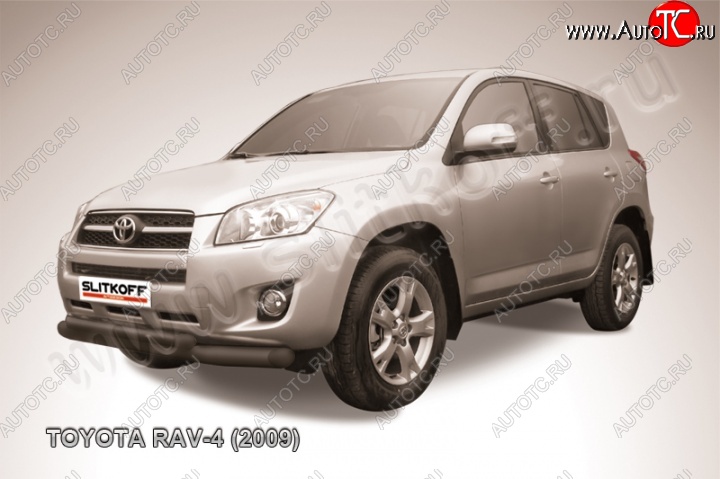 11 299 р. Защита переднего бампер Slitkoff Toyota RAV4 XA30 5 дв. 1-ый рестайлинг (2008-2010) (Цвет: серебристый)  с доставкой в г. Нижний Новгород