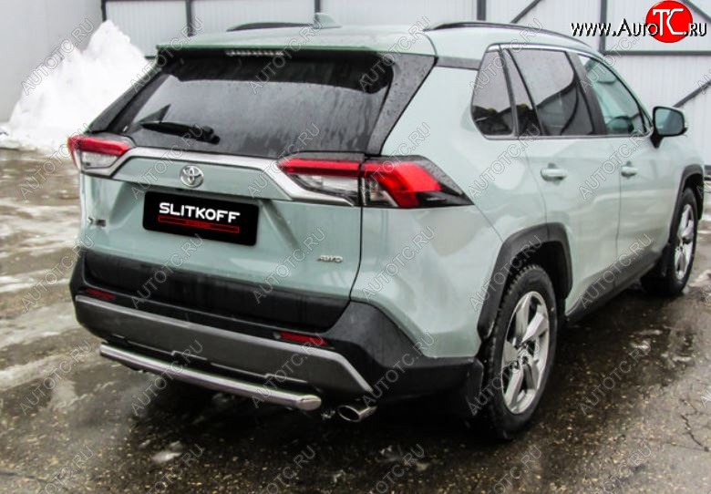 8 999 р. Защита заднего бампера Slitkoff (d57)  Toyota RAV4  XA50 (2018-2025) 5 дв. дорестайлинг (Нержавейка, Без окраски)  с доставкой в г. Нижний Новгород