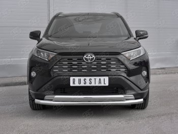 20 349 р. Защита переднего бампера (2 трубы Ø63 и 75х42 мм, нержавейка) Russtal Toyota RAV4 XA50 5 дв. дорестайлинг (2018-2024)  с доставкой в г. Нижний Новгород. Увеличить фотографию 2