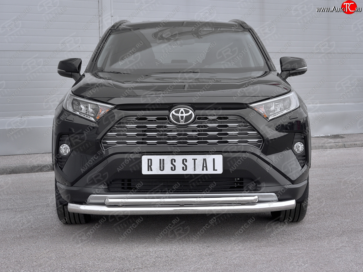 14 599 р. Защита переднего бампера (2 трубы Ø63 и 42 мм, нержавейка) SLITKOFF Toyota RAV4 XA50 5 дв. дорестайлинг (2018-2024)  с доставкой в г. Нижний Новгород