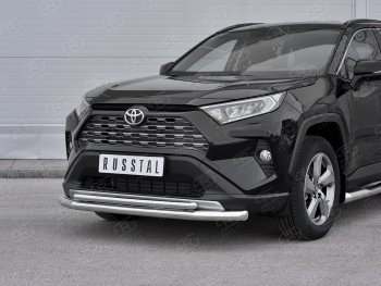 14 599 р. Защита переднего бампера (2 трубы Ø63 и 42 мм, нержавейка) SLITKOFF Toyota RAV4 XA50 5 дв. дорестайлинг (2018-2024)  с доставкой в г. Нижний Новгород. Увеличить фотографию 2