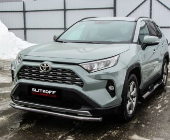 10 749 р. Защита переднего бампера Slitkoff (Ø57 мм)  Toyota RAV4  XA50 (2018-2024) 5 дв. дорестайлинг (Нержавейка)  с доставкой в г. Нижний Новгород. Увеличить фотографию 2