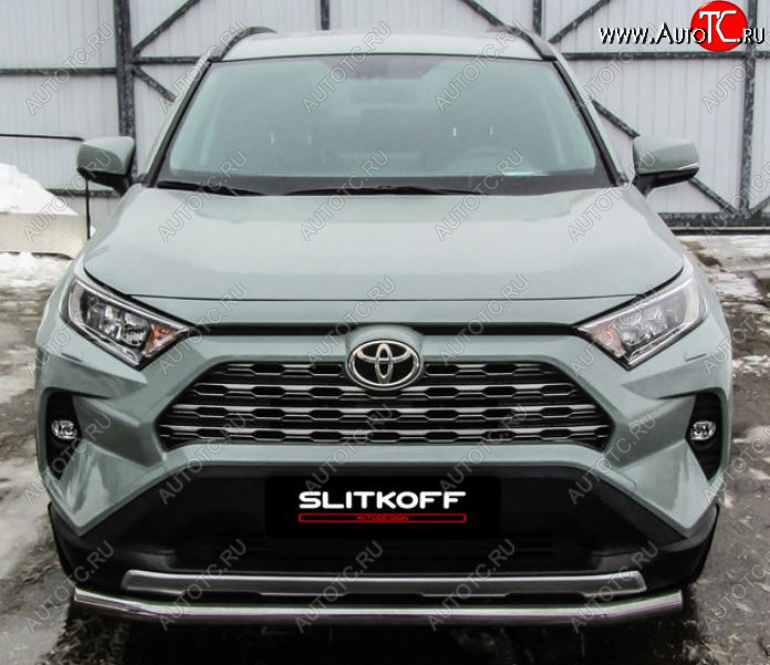 10 749 р. Защита переднего бампера Slitkoff (Ø57 мм)  Toyota RAV4  XA50 (2018-2024) 5 дв. дорестайлинг (Нержавейка)  с доставкой в г. Нижний Новгород