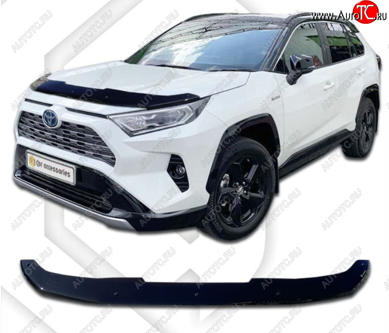 1 839 р. Дефлектор капота CA-Plastiс  Toyota RAV4  XA50 (2018-2024) 5 дв. дорестайлинг (Classic черный, Без надписи)  с доставкой в г. Нижний Новгород