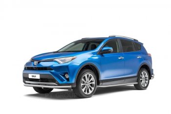 25 899 р. Порожки для ног из трубы Ø51 с алюминиевой площадкой Petroil Tuning Toyota RAV4 XA40 5 дв. дорестайлинг (2012-2015) (Нержавеющая полированная сталь)  с доставкой в г. Нижний Новгород. Увеличить фотографию 2