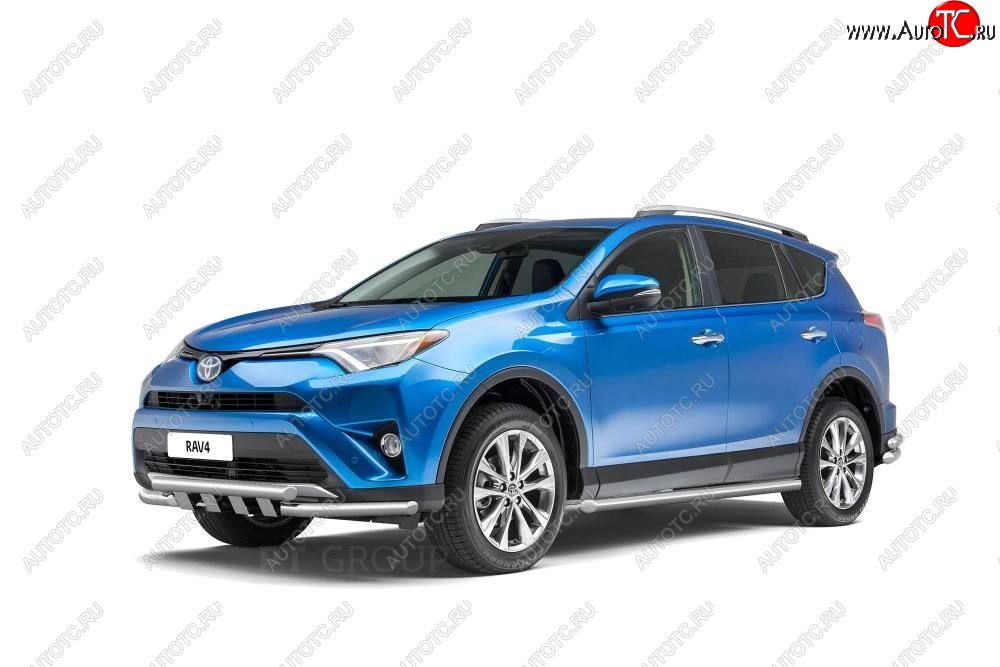 25 999 р. Защита порогов из трубы Ø63 Petroil Tuning Toyota RAV4 XA40 5 дв. дорестайлинг (2012-2015) (Нержавеющая полированная сталь)  с доставкой в г. Нижний Новгород