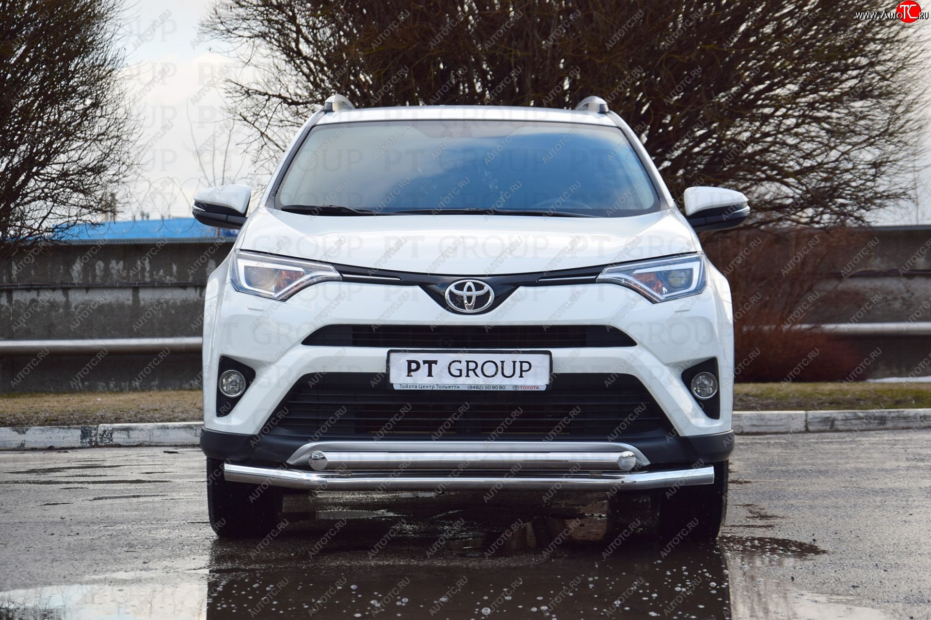 23 799 р. Защита переднего бампера двойная из труб d63/63 мм Petroil Tuning Toyota RAV4 XA40 5 дв. рестайлинг (2015-2019) (Нержавеющая полированная сталь)  с доставкой в г. Нижний Новгород