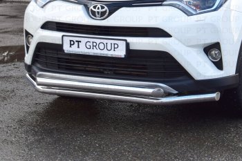 23 799 р. Защита переднего бампера двойная из труб d63/63 мм Petroil Tuning Toyota RAV4 XA40 5 дв. рестайлинг (2015-2019) (Нержавеющая полированная сталь)  с доставкой в г. Нижний Новгород. Увеличить фотографию 3