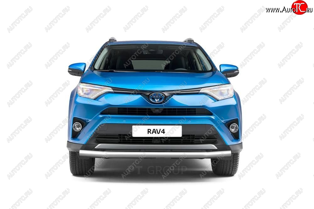 22 139 р. Защита переднего бампера одинарная из трубы d63 мм Petroil Tuning Toyota RAV4 XA40 5 дв. рестайлинг (2015-2019) (Нержавеющая полированная сталь)  с доставкой в г. Нижний Новгород