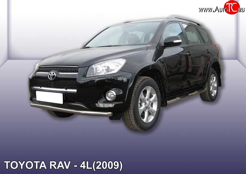 10 599 р. Одинарная защита переднего бампера из трубы диаметром 57 мм Slitkoff  Toyota RAV4  XA30 (2009-2010) 5 дв. удлиненный 1-ый рестайлинг (Цвет: нержавеющая полированная сталь)  с доставкой в г. Нижний Новгород