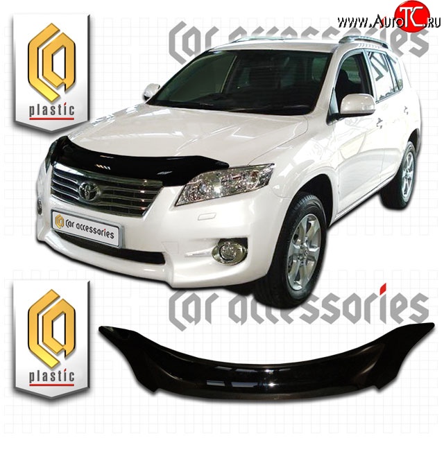 2 199 р. Дефлектор капота CA-Plastic  Toyota RAV4  XA30 (2010-2013) 5 дв. 2-ой рестайлинг, 5 дв. удлиненный 2-ой рестайлинг (Classic черный, Без надписи)  с доставкой в г. Нижний Новгород