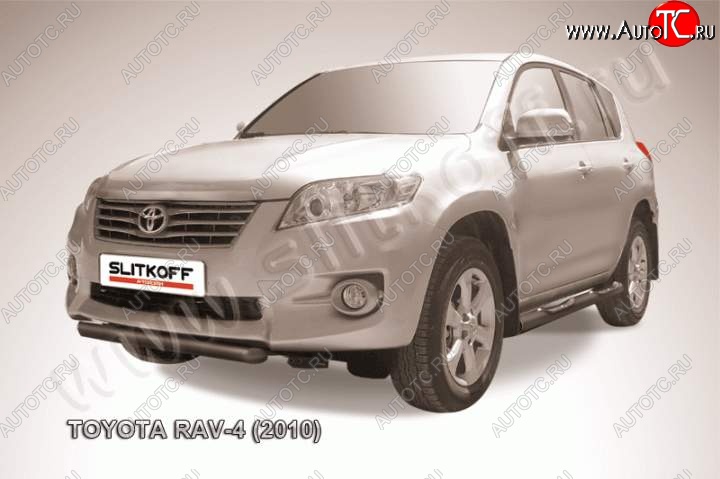 5 849 р. Защита переднего бампер Slitkoff  Toyota RAV4  XA30 (2010-2013) 5 дв. 2-ой рестайлинг, 5 дв. удлиненный 2-ой рестайлинг (Цвет: серебристый)  с доставкой в г. Нижний Новгород