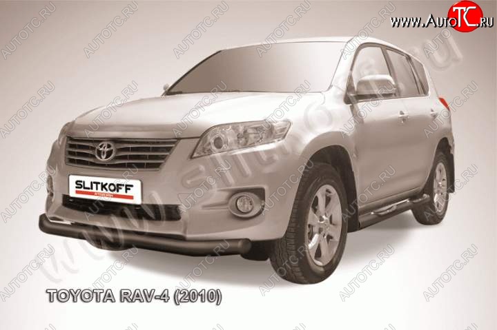 7 349 р. Защита переднего бампер Slitkoff Toyota RAV4 XA30 5 дв. 2-ой рестайлинг (2010-2013) (Цвет: серебристый)  с доставкой в г. Нижний Новгород