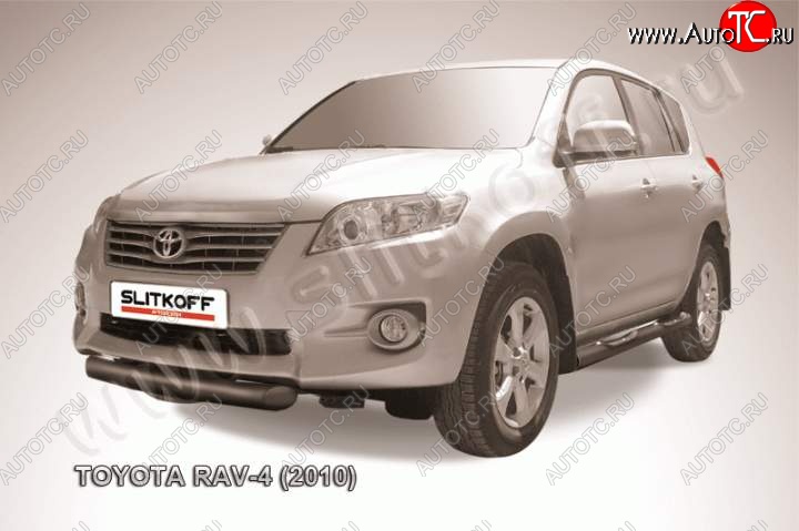 6 699 р. Защита переднего бампер Slitkoff Toyota RAV4 XA30 5 дв. 2-ой рестайлинг (2010-2013) (Цвет: серебристый)  с доставкой в г. Нижний Новгород