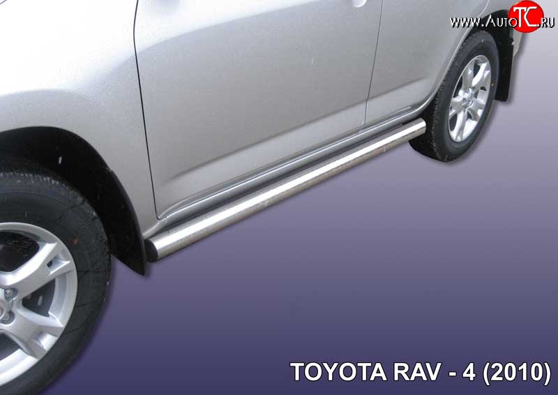 13 649 р. Защита порогов из круглой трубы диаметром 76 мм Slitkoff  Toyota RAV4  XA30 (2010-2013) 5 дв. 2-ой рестайлинг (Цвет: нержавеющая полированная сталь)  с доставкой в г. Нижний Новгород