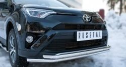 15 199 р. Защита переднего бампера (2 трубыØ42 мм, нержавейка) SLITKOFF  Toyota RAV4  XA40 (2015-2019) 5 дв. рестайлинг  с доставкой в г. Нижний Новгород. Увеличить фотографию 2