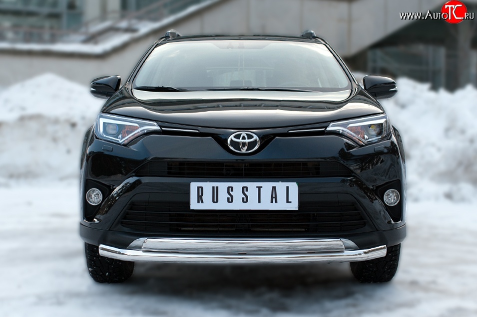 20 349 р. Защита переднего бампера (2 трубыØ75х42 и 63 мм, нержавейка) Russtal Toyota RAV4 XA40 5 дв. рестайлинг (2015-2019)  с доставкой в г. Нижний Новгород