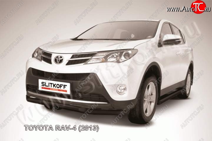 10 649 р. Защита переднего бампер Slitkoff Toyota RAV4 XA40 5 дв. дорестайлинг (2012-2015) (Цвет: серебристый)  с доставкой в г. Нижний Новгород