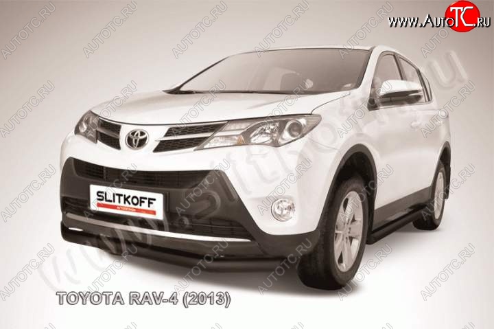 9 549 р. Защита переднего бампер Slitkoff Toyota RAV4 XA40 5 дв. дорестайлинг (2012-2015) (Цвет: серебристый)  с доставкой в г. Нижний Новгород